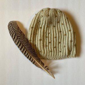 World Market beanie with gold stud embellishments